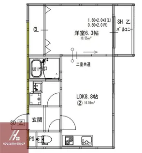 EIJU三津屋中【2階】の間取り