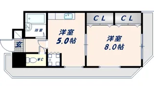 エイチツーオー新今里Ⅱビル【703号室】の間取り