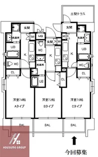 ウィング新北野【403号室】の間取り