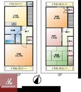ヴェルデ本町【B号号室】の間取り