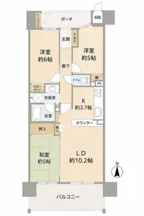 コスモ住道駅前【14階】の間取り