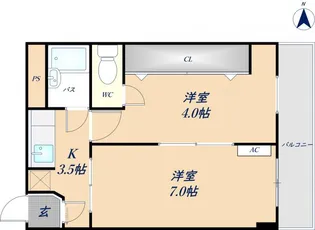 大宝枚岡グリーンヒルズ【211号室】の間取り