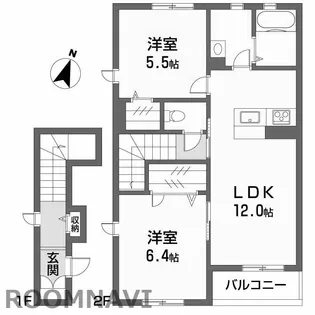 プロヌーブ川内【2階】の間取り