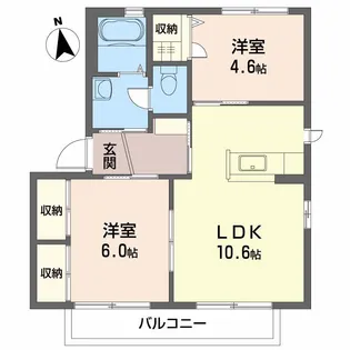 バリュージュ萌芽D【102号室】の間取り