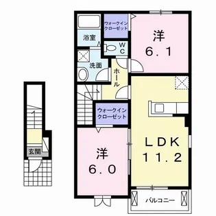 プランドール板野B【206号室】の間取り