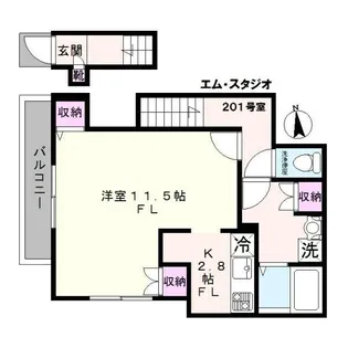 エム・スタジオ(M.Studio)【2階】の間取り