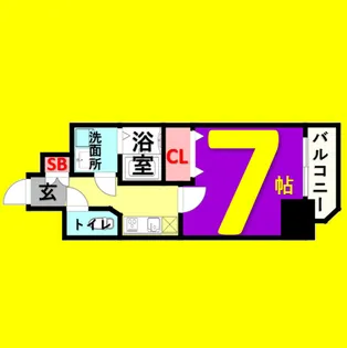 エステムコート名古屋新栄Ⅲグローリィ【6階】の間取り