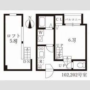 ハーモニーテラス愛知町Ⅲ【202号室】の間取り