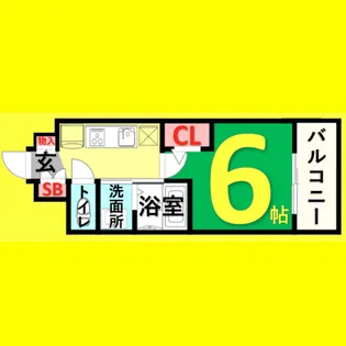 エステムコート名古屋黒川シャルマン【9階】の間取り