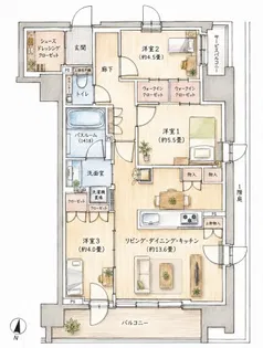 クリオ札幌北4条 ミッドグレイス【13階】の間取り