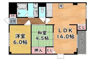 御影オークマンション【4階】の間取り