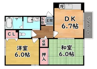 パセオ六甲【1階】の間取り