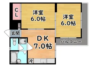 シャルム桜ヶ丘【1階】の間取り