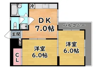 シャルム桜ヶ丘【1階】の間取り