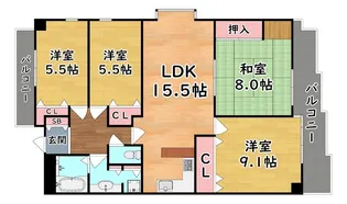 ライオンズマンション灘南【8階】の間取り