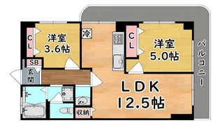 グリーンハイツ六甲【3階】の間取り