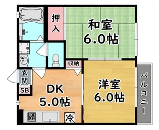 烏帽子ハイツ六甲【2階】の間取り
