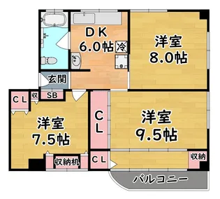シャトー六甲【5階】の間取り