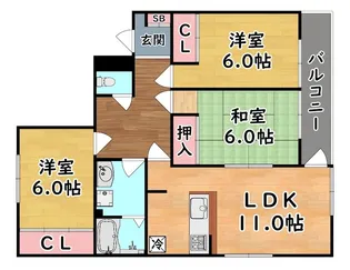 アベニュー六甲篠原【3階】の間取り