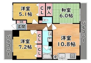 ボシュケ篠原【2階】の間取り
