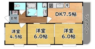 エスポワール六甲【1階】の間取り
