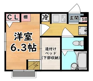レオパレス高羽【1階】の間取り
