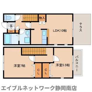 静岡県静岡市駿河区大谷2丁目【タウンハウス】の間取り