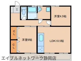 静岡県静岡市葵区平和1丁目【マンション】の間取り