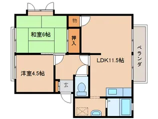 奈良県奈良市法蓮町【アパート】の間取り