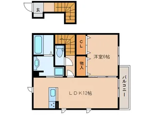 メゾンポワール大和八木【2階】の間取り