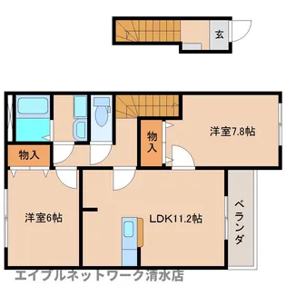 静岡県静岡市清水区三保【アパート】の間取り
