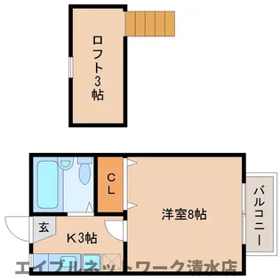 静岡県静岡市清水区三保【アパート】の間取り