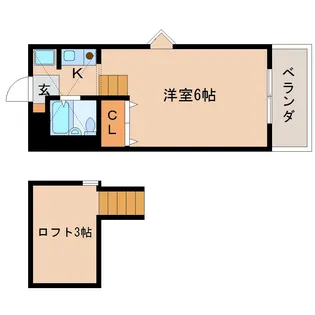 シティパレス佐保川P-7【2階】の間取り