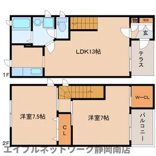 静岡県静岡市駿河区大谷【タウンハウス】の間取り
