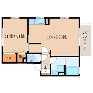リビングタウン小鹿B棟【2階】の間取り