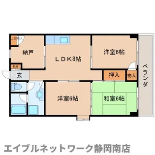 宮本町ハイツ【3A3号室】の間取り