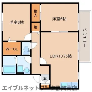 ヴァンヴィーブル【102号室】の間取り