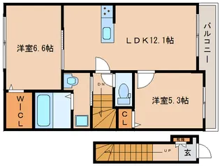 奈良県大和高田市大字築山【アパート】の間取り