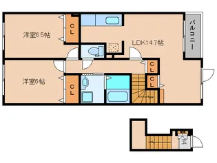 奈良県大和高田市大字大谷【アパート】の間取り