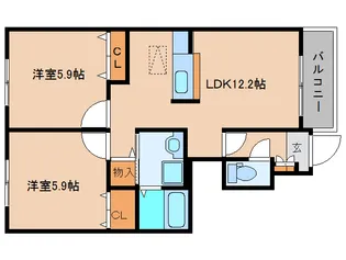 奈良県葛城市竹内【アパート】の間取り