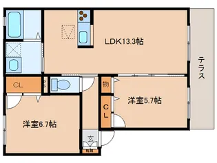 奈良県大和高田市礒野南町【アパート】の間取り