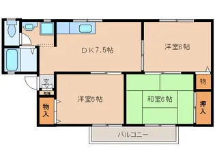 奈良県大和高田市旭南町【アパート】の間取り