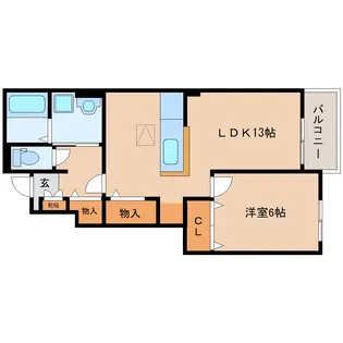 奈良県北葛城郡河合町池部1丁目【アパート】の間取り