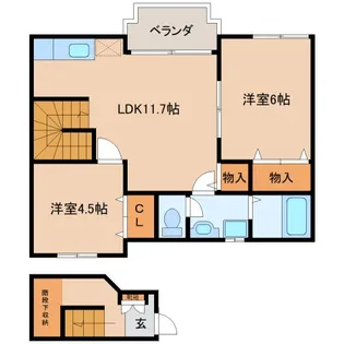 奈良県生駒郡斑鳩町法隆寺西3丁目【アパート】の間取り