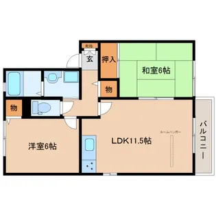 奈良県生駒郡三郷町立野北1丁目【アパート】の間取り