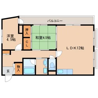 奈良県奈良市宝来1丁目【マンション】の間取り