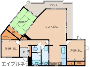 静岡県静岡市葵区安東2丁目【マンション】の間取り