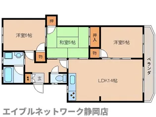 静岡県静岡市葵区大岩4丁目【マンション】の間取り