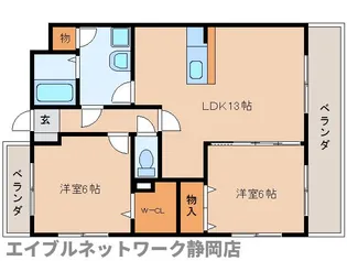 静岡県静岡市葵区大岩本町【マンション】の間取り