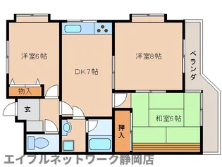 静岡県静岡市葵区籠上【マンション】の間取り